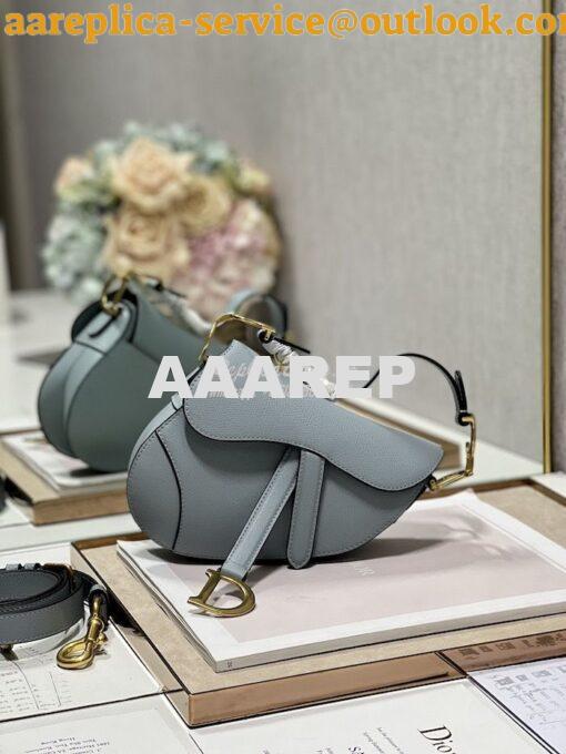 Replica Dior Saddle Bag With Strap Grained Calfskin M0455 Cloud Blue 11