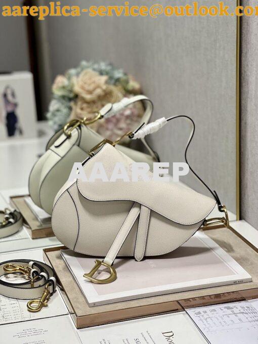 Replica Dior Saddle Bag With Strap Grained Calfskin M0455 Latte 12