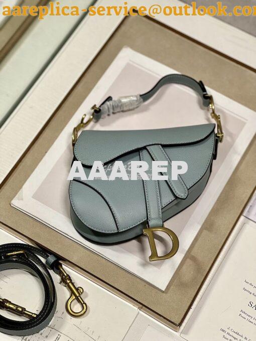 Replica Dior Saddle Bag With Strap Grained Calfskin M0455 Cloud Blue 12