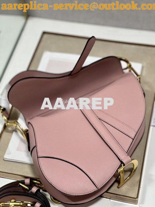 Replica Dior Saddle Bag With Strap Grained Calfskin M0455 Antique Pink 7