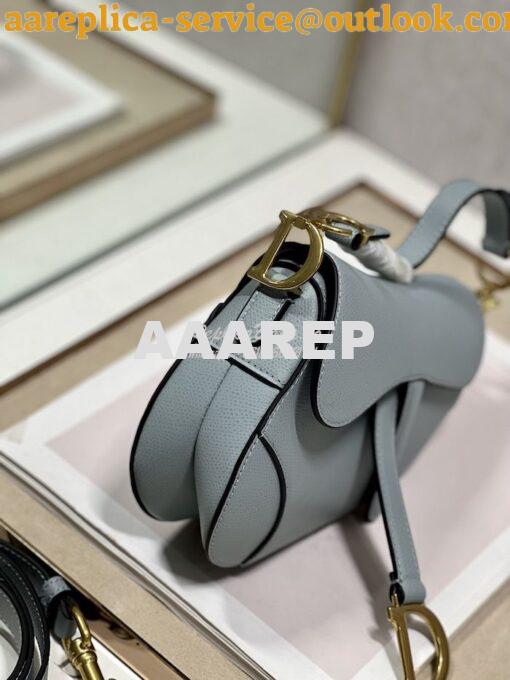 Replica Dior Saddle Bag With Strap Grained Calfskin M0455 Cloud Blue 13