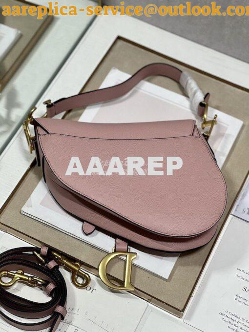 Replica Dior Saddle Bag With Strap Grained Calfskin M0455 Antique Pink 9