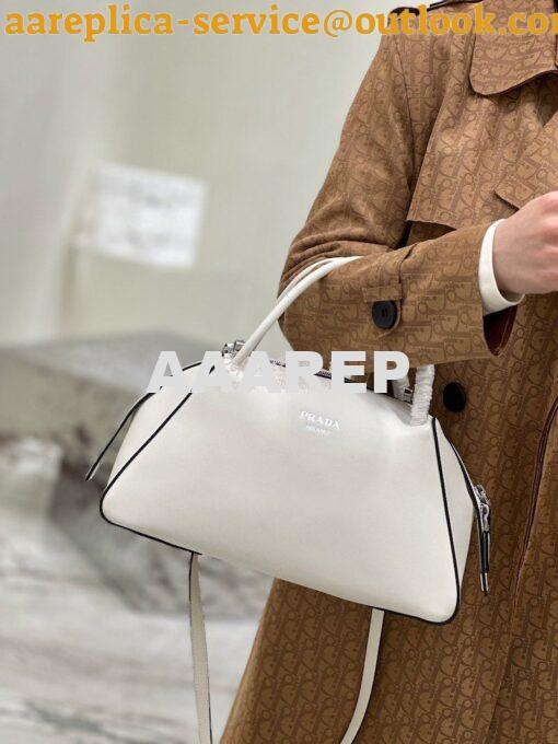 Replica Prada Medium Leather Supernova Handbag 1BA365 White 12