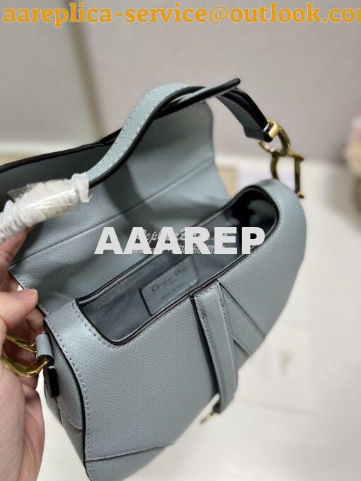 Replica Dior Saddle Bag With Strap Grained Calfskin M0455 Cloud Blue 16