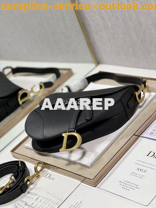 Replica Dior Saddle Bag With Strap Grained Calfskin M0455 Black 6