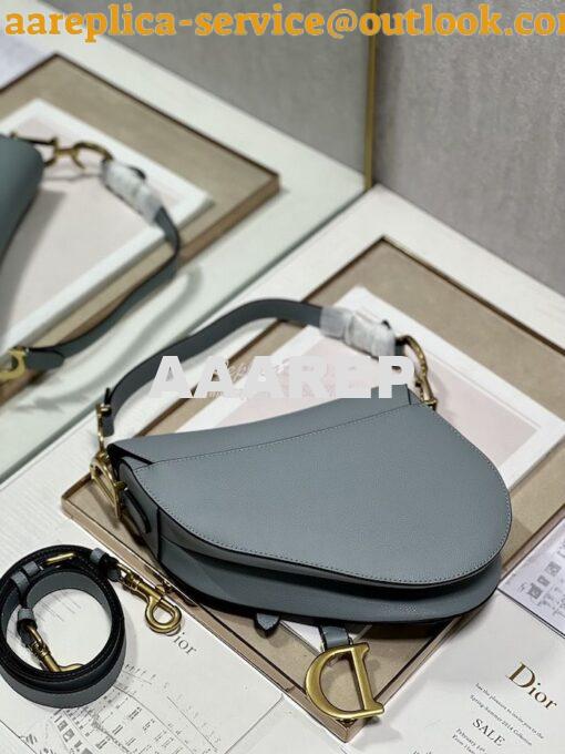 Replica Dior Saddle Bag With Strap Grained Calfskin M0455 Cloud Blue 19