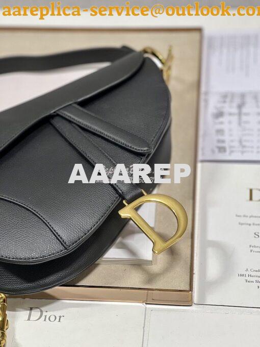 Replica Dior Saddle Bag With Strap Grained Calfskin M0455 Black 7