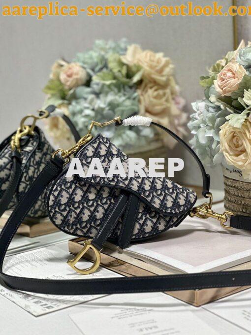 Replica Dior Saddle Bag With Strap Blue Oblique Jacquard M0455 2