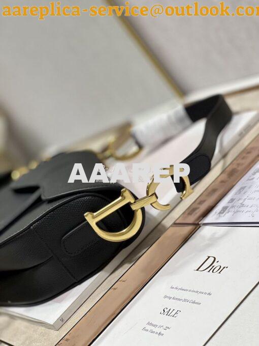 Replica Dior Saddle Bag With Strap Grained Calfskin M0455 Black 8