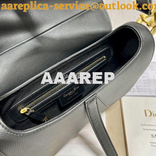 Replica Dior Saddle Bag With Strap Grained Calfskin M0455 Black 9