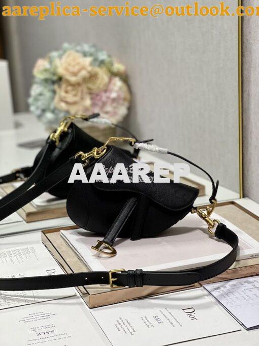 Replica Dior Saddle Bag With Strap Grained Calfskin M0455 Black 11