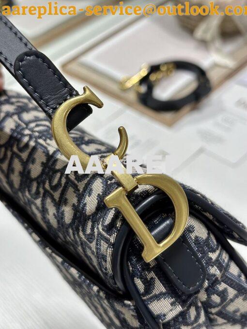 Replica Dior Saddle Bag With Strap Blue Oblique Jacquard M0455 6