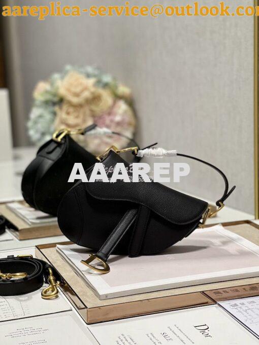 Replica Dior Saddle Bag With Strap Grained Calfskin M0455 Black 13