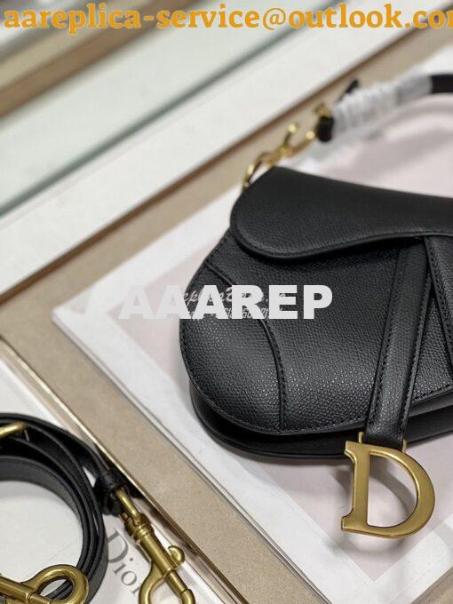 Replica Dior Saddle Bag With Strap Grained Calfskin M0455 Black 15