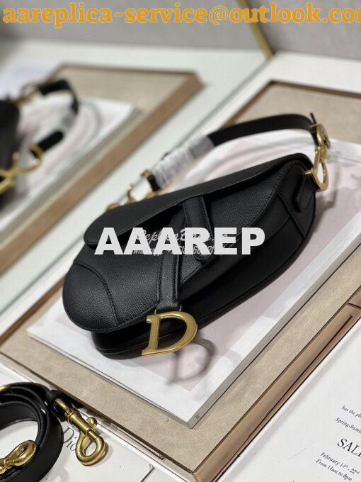 Replica Dior Saddle Bag With Strap Grained Calfskin M0455 Black 16