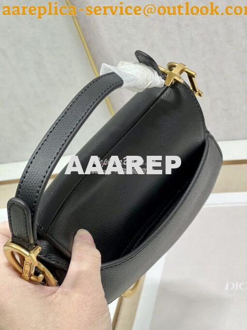 Replica Dior Saddle Bag With Strap Grained Calfskin M0455 Black 17