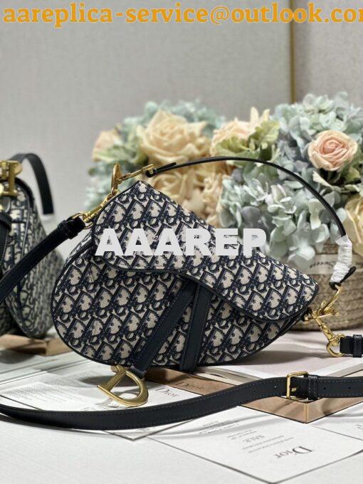 Replica Dior Saddle Bag With Strap Blue Oblique Jacquard M0455 11