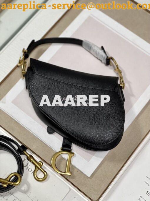 Replica Dior Saddle Bag With Strap Grained Calfskin M0455 Black 19