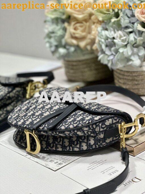 Replica Dior Saddle Bag With Strap Blue Oblique Jacquard M0455 13