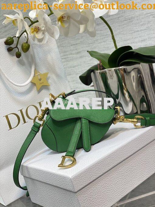 Replica Dior Micro Saddle Bag with Strap Green Goatskin S5685