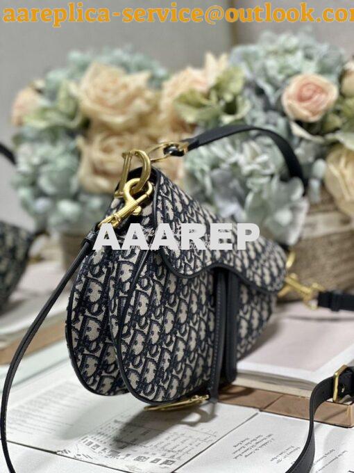 Replica Dior Saddle Bag With Strap Blue Oblique Jacquard M0455 14