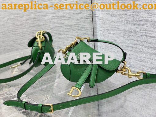 Replica Dior Micro Saddle Bag with Strap Green Goatskin S5685 2