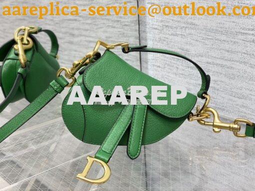 Replica Dior Micro Saddle Bag with Strap Green Goatskin S5685 3