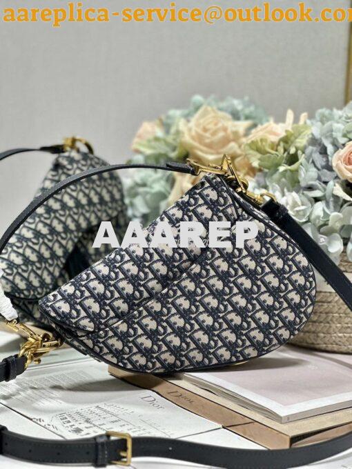 Replica Dior Saddle Bag With Strap Blue Oblique Jacquard M0455 19