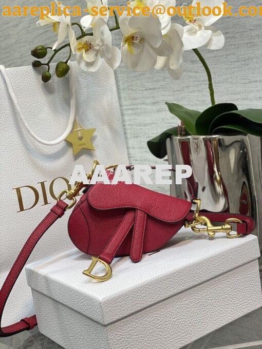 Replica Dior Micro Saddle Bag with Strap Pink Goatskin S5685