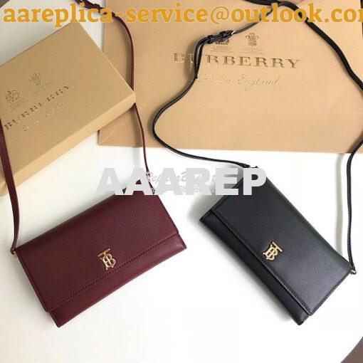 Replica Burberry Monogram Motif Leather Wallet with Detachable Strap 8