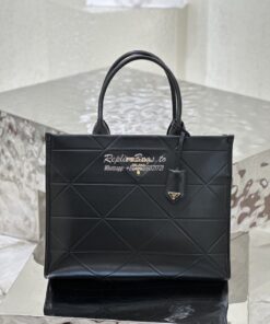 Replica Prada Large Leather Symbole Bag With Topstitching 1BA377 Black