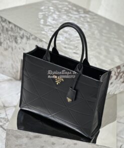 Replica Prada Large Leather Symbole Bag With Topstitching 1BA377 Black 2