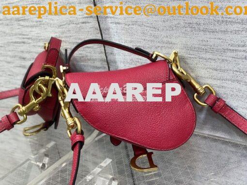 Replica Dior Micro Saddle Bag with Strap Pink Goatskin S5685 9