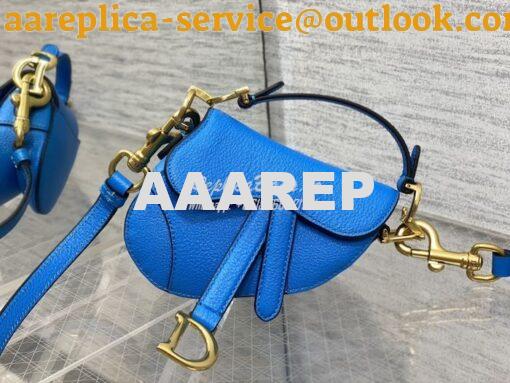 Replica Dior Micro Saddle Bag with Strap Bright Blue Goatskin S5685 3