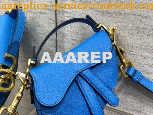 Replica Dior Micro Saddle Bag with Strap Bright Blue Goatskin S5685 4