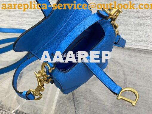 Replica Dior Micro Saddle Bag with Strap Bright Blue Goatskin S5685 9