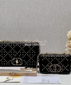 Replica Dior Small Caro Bag Black Gold Lucky Star Cannage Lambskin M92