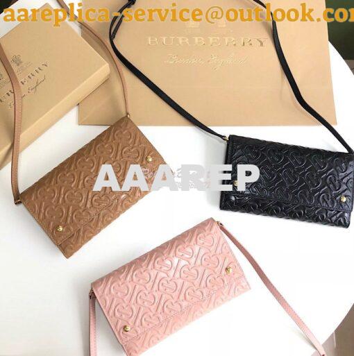 Replica Burberry Monogram Leather Wallet with Detachable Strap 8010476 8