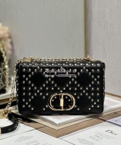 Replica Dior Medium Large Caro Bag Black Gold Lucky Star Cannage Lambs