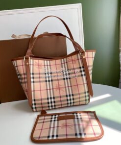 Replica Burberry The Small Canter In Haymarket Check 2 in 1 Brown 2