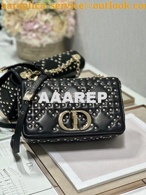 Replica Dior Medium Large Caro Bag Black Gold Lucky Star Cannage Lambs 3