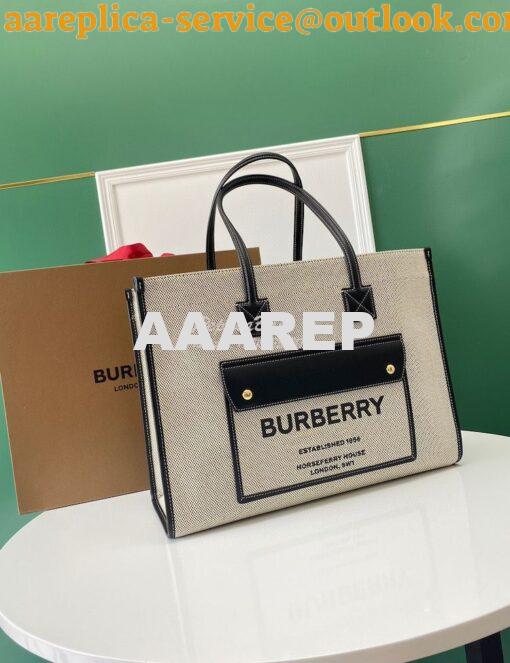 Replica Burberry Small Medium Two-tone Canvas and Leather Freya Tote 8 2