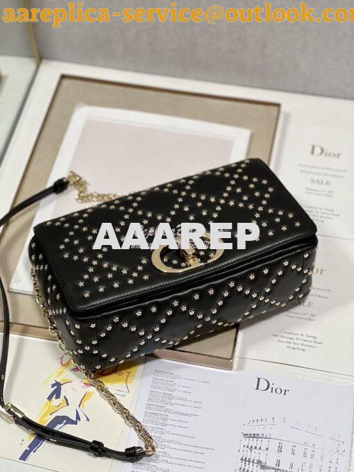 Replica Dior Medium Large Caro Bag Black Gold Lucky Star Cannage Lambs 14