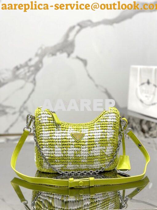 Replica Prada Re-Edition Crochet Mini-bag Raffia 1BC204 Citron Yellow 2