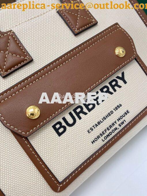 Replica Burberry Mini Two-tone Canvas and Leather Freya Bag Natural Ta 4