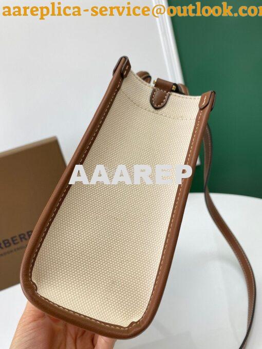 Replica Burberry Mini Two-tone Canvas and Leather Freya Bag Natural Ta 6