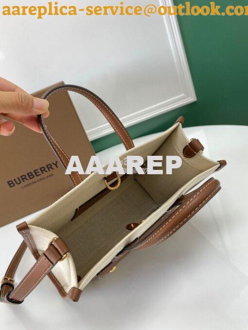 Replica Burberry Mini Two-tone Canvas and Leather Freya Bag Natural Ta 7