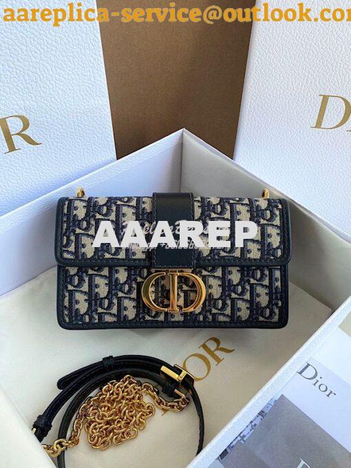 Replica Dior 30 Montaigne East-west Bag With Chain Blue Oblique Jacqua