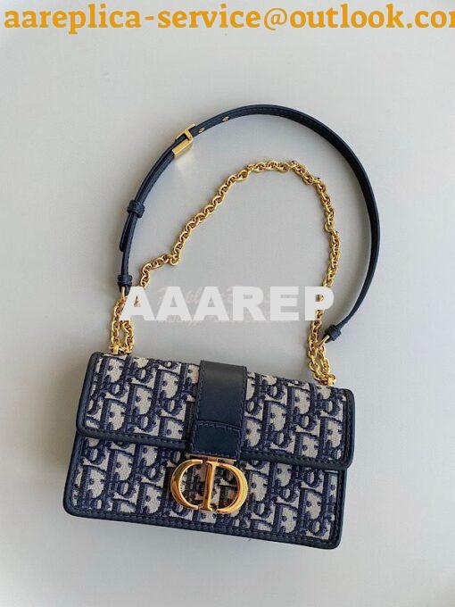 Replica Dior 30 Montaigne East-west Bag With Chain Blue Oblique Jacqua 2