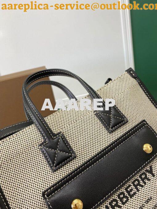 Replica Burberry Mini Two-tone Canvas and Leather Freya Bag Black 8044 5